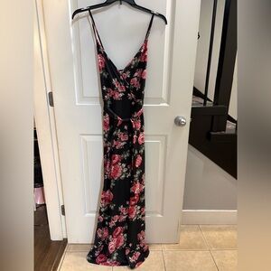 SHEIN Black Maxi Dress with Pink Floral Print